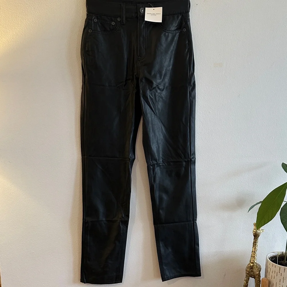 American Eagle Outfitters Black Faux Leather Skinny Pants